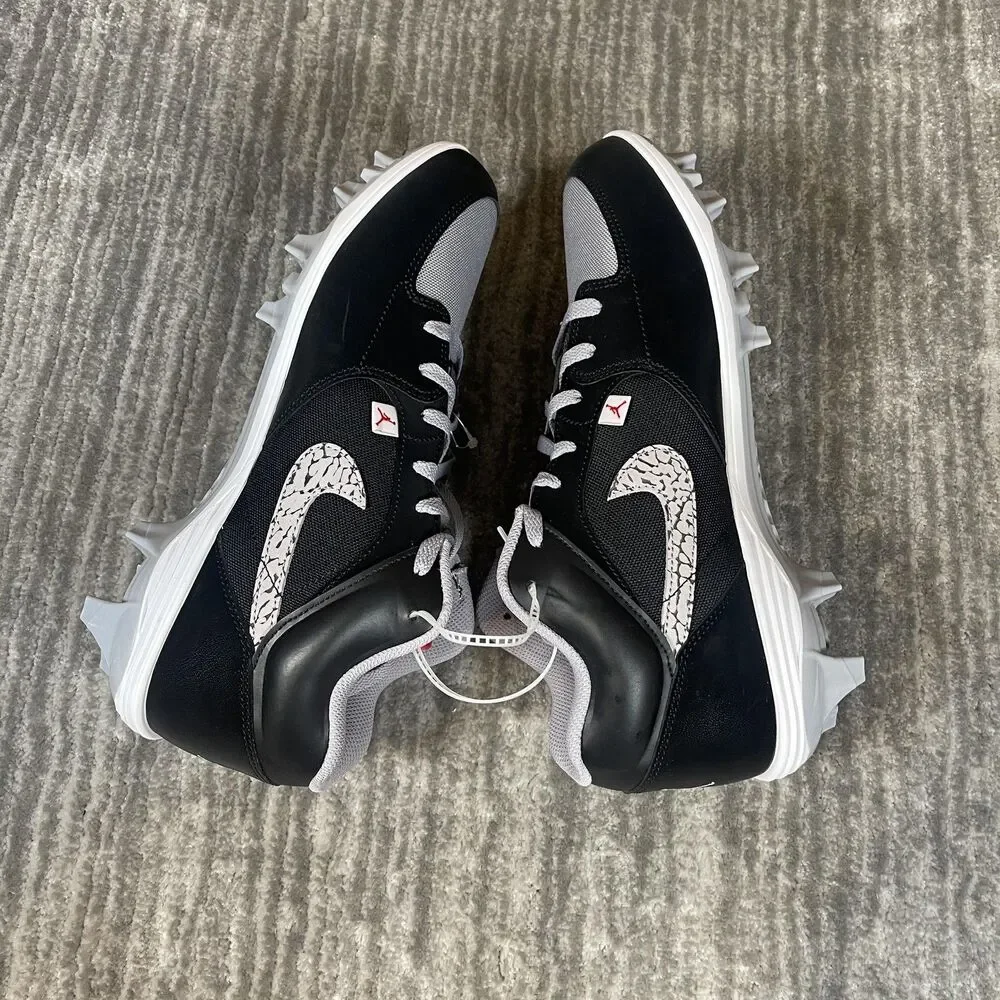Jordan Stadium 90 Low TD Mens 12 Black Gray Mesh Football Cleats Nike HQ0210-060